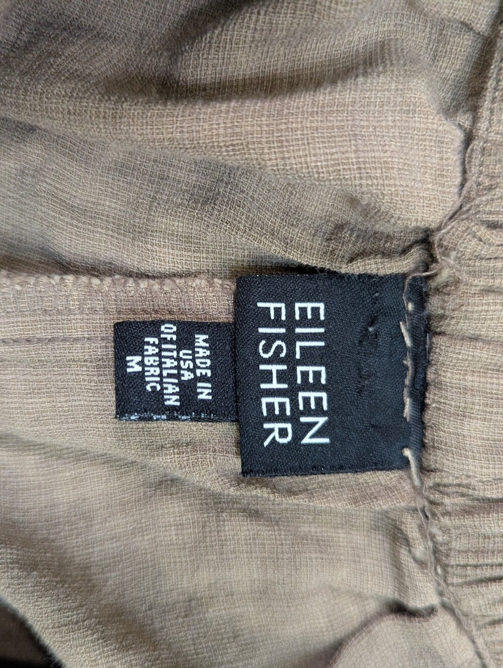Eileen Fisher Puckered Organic Linen Wide Leg Pant Culottes Sz Medium Minimalist - Picture 3 of 9
